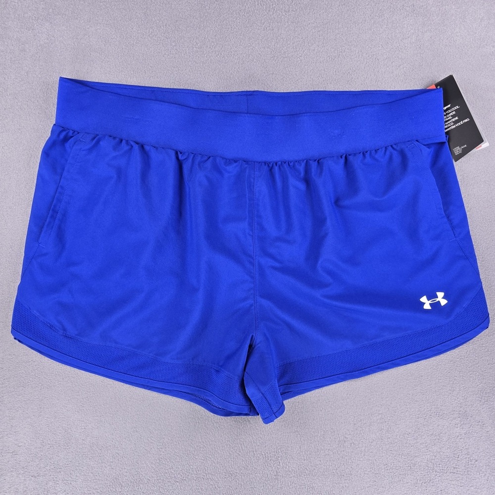 NEW Under Armour Shorts Women's 3XL Blue Athletic Loose Heatgear Solid Sportcore - Picture 10 of 15